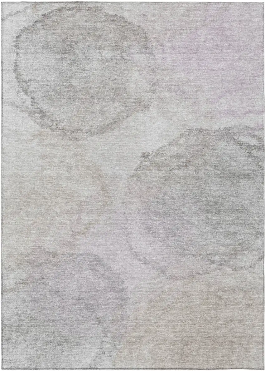 Beige And Ivory Abstract Washable Indoor Outdoor Area Rug Photo 1