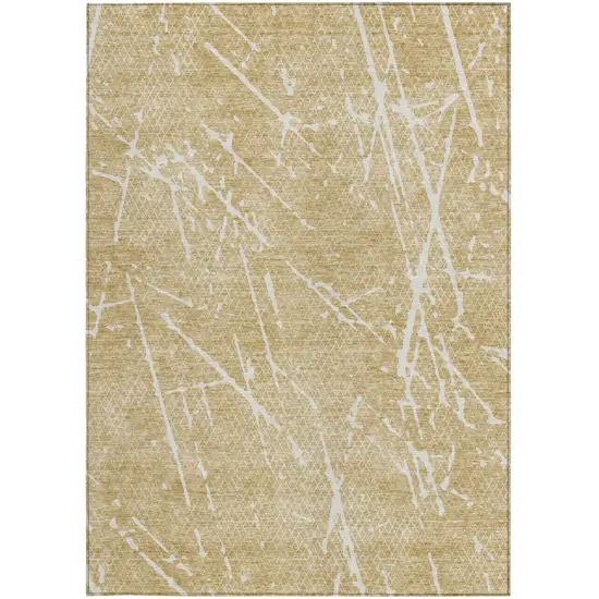 Beige And Ivory Abstract Washable Indoor Outdoor Area Rug Photo 4