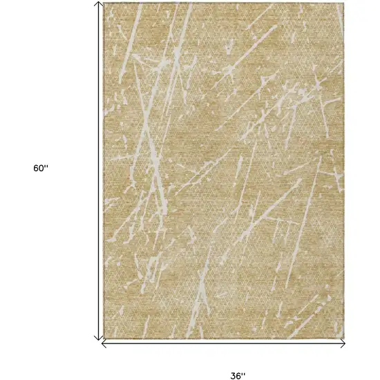 Beige And Ivory Abstract Washable Indoor Outdoor Area Rug Photo 9