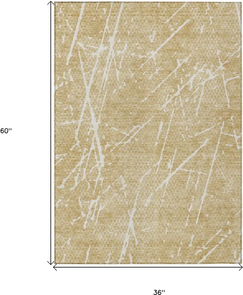 Beige And Ivory Abstract Washable Indoor Outdoor Area Rug Photo 9