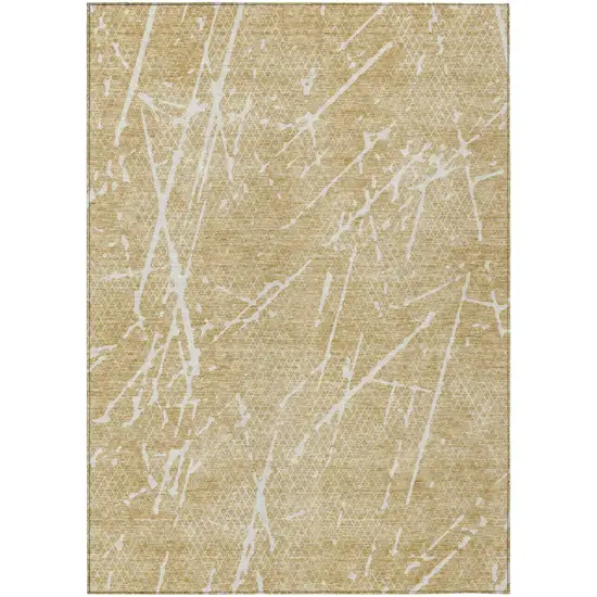 Beige And Ivory Abstract Washable Indoor Outdoor Area Rug Photo 2