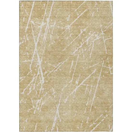 Beige And Ivory Abstract Washable Indoor Outdoor Area Rug Photo 2