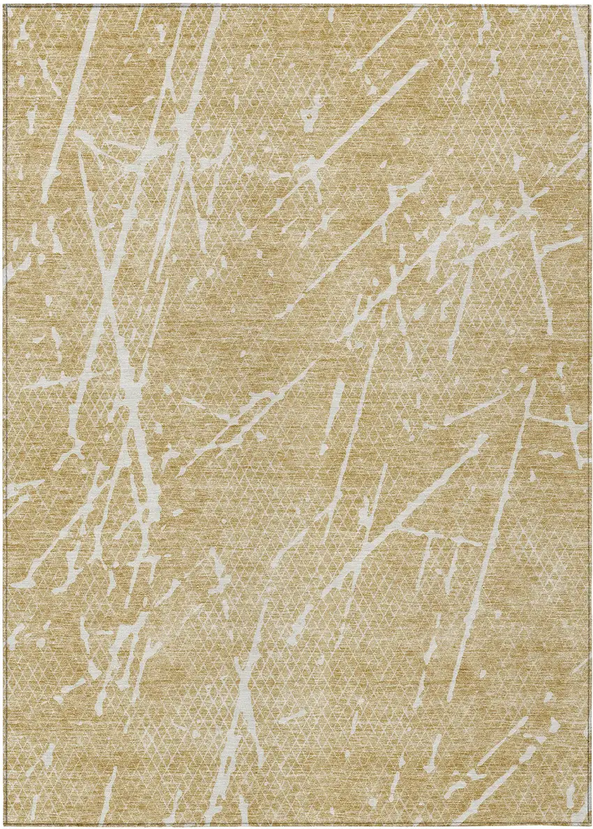 Beige And Ivory Abstract Washable Indoor Outdoor Area Rug Photo 2