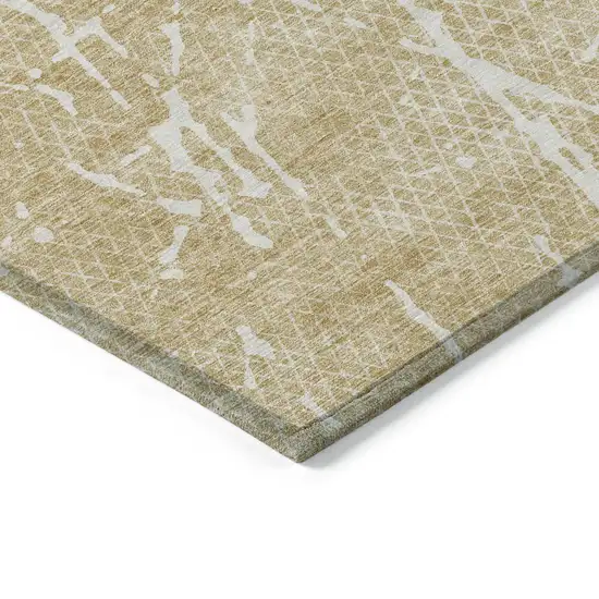 Beige And Ivory Abstract Washable Indoor Outdoor Area Rug Photo 3