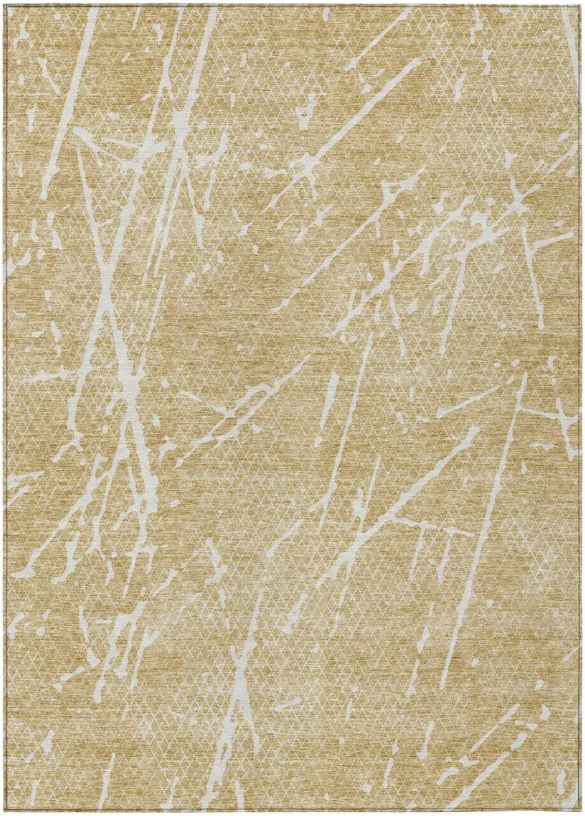 Beige And Ivory Abstract Washable Indoor Outdoor Area Rug Photo 1