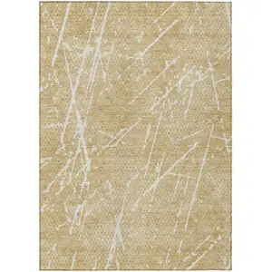 Photo of Beige And Ivory Abstract Washable Indoor Outdoor Area Rug