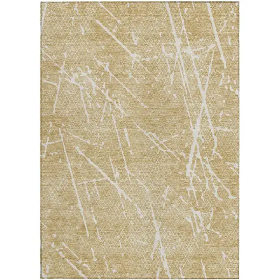 Beige And Ivory Abstract Washable Indoor Outdoor Area Rug Photo 3