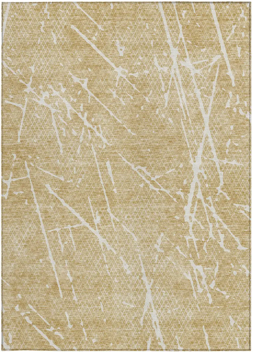 Beige And Ivory Abstract Washable Indoor Outdoor Area Rug Photo 3