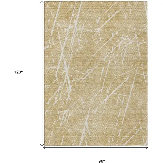 Beige And Ivory Abstract Washable Indoor Outdoor Area Rug Photo 8