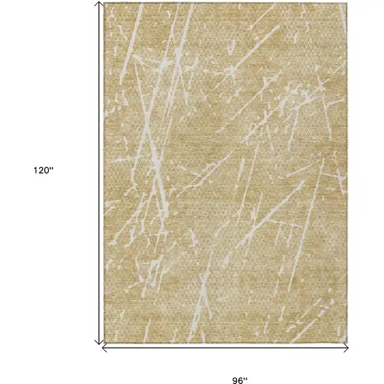 Beige And Ivory Abstract Washable Indoor Outdoor Area Rug Photo 8