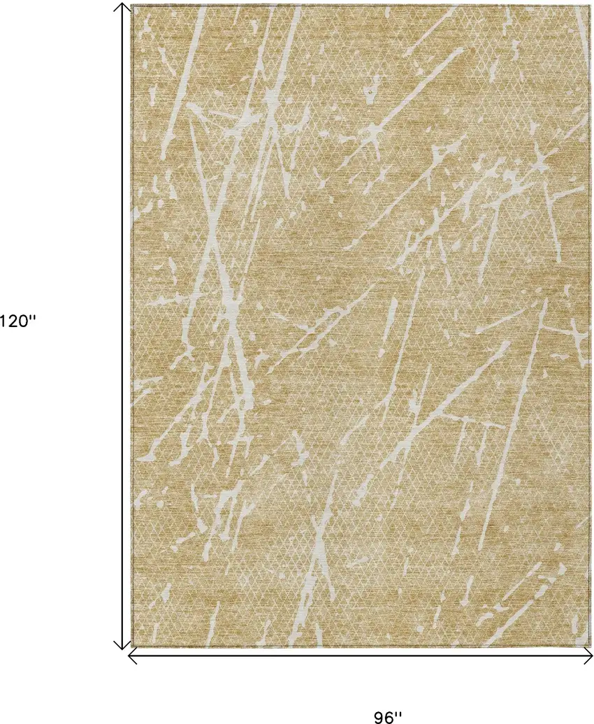 Beige And Ivory Abstract Washable Indoor Outdoor Area Rug Photo 8