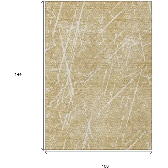 Beige And Ivory Abstract Washable Indoor Outdoor Area Rug Photo 8