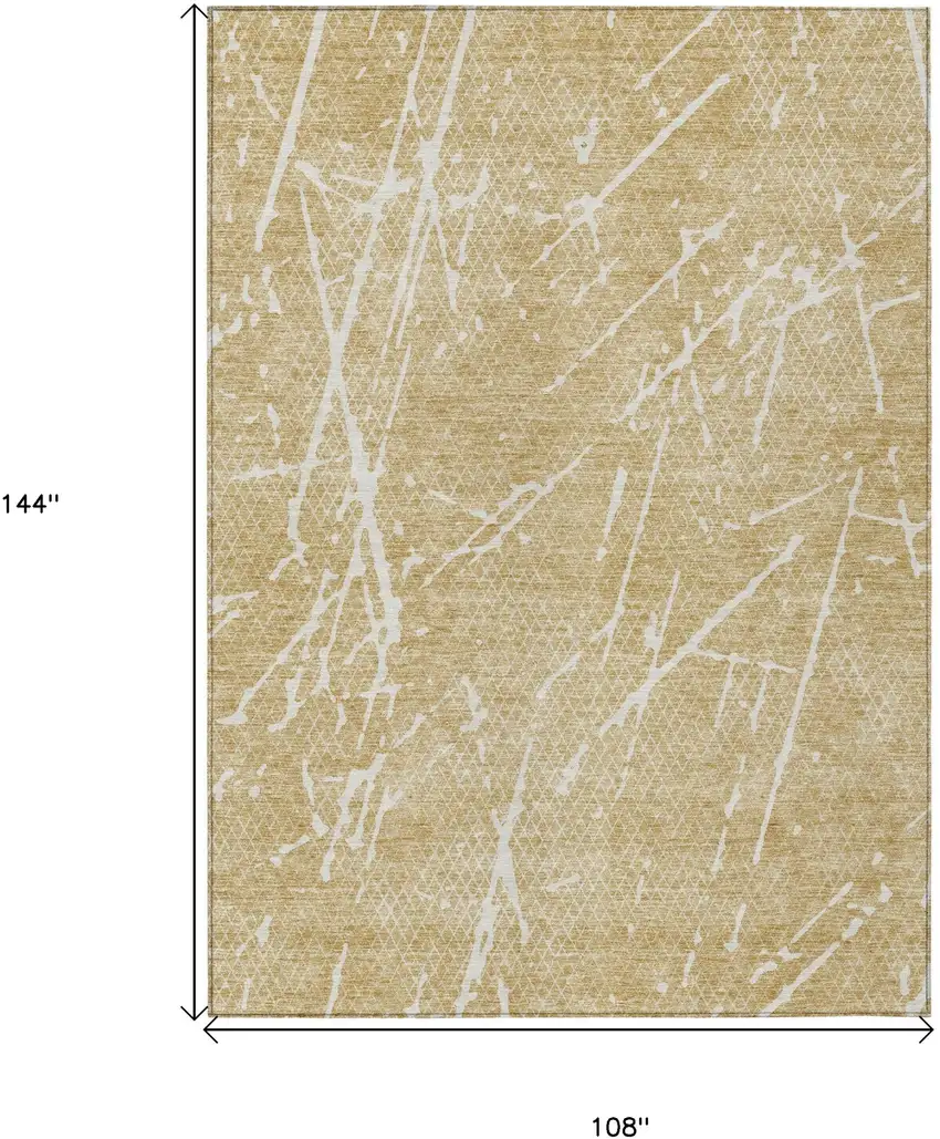 Beige And Ivory Abstract Washable Indoor Outdoor Area Rug Photo 8