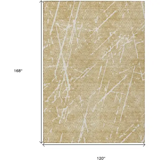 Beige And Ivory Abstract Washable Indoor Outdoor Area Rug Photo 8