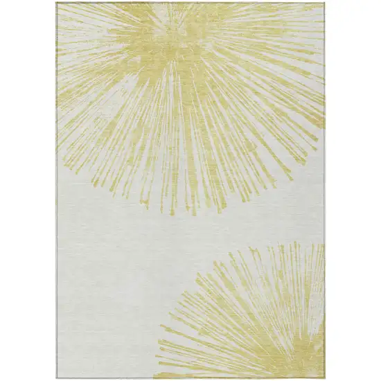 Beige And Ivory Abstract Washable Indoor Outdoor Area Rug Photo 2