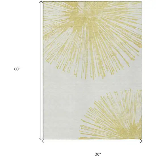 Beige And Ivory Abstract Washable Indoor Outdoor Area Rug Photo 3