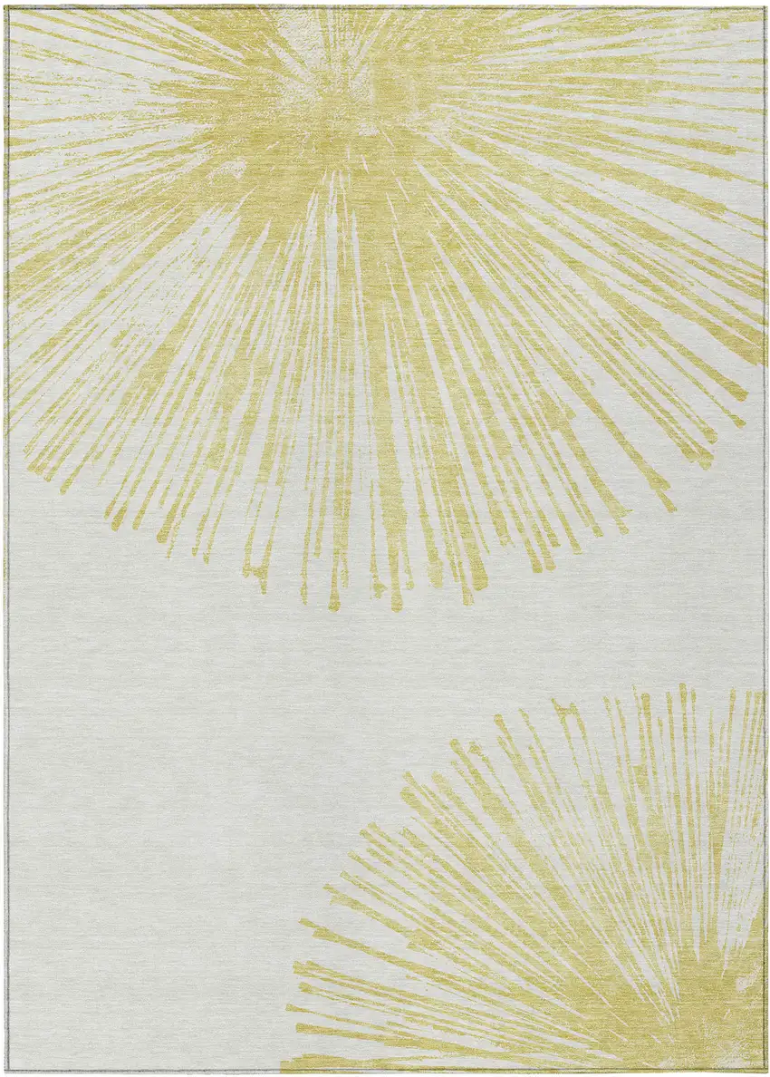 Beige And Ivory Abstract Washable Indoor Outdoor Area Rug Photo 1
