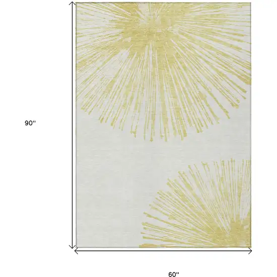Beige And Ivory Abstract Washable Indoor Outdoor Area Rug Photo 9