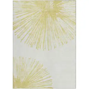 Photo of Beige And Ivory Abstract Washable Indoor Outdoor Area Rug