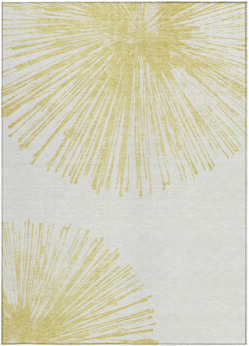 Beige And Ivory Abstract Washable Indoor Outdoor Area Rug Photo 5