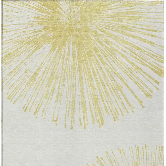 Beige And Ivory Abstract Washable Indoor Outdoor Area Rug Photo 5