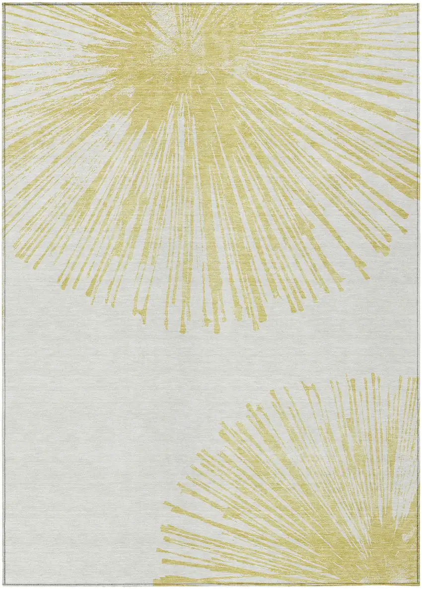 Beige And Ivory Abstract Washable Indoor Outdoor Area Rug Photo 1
