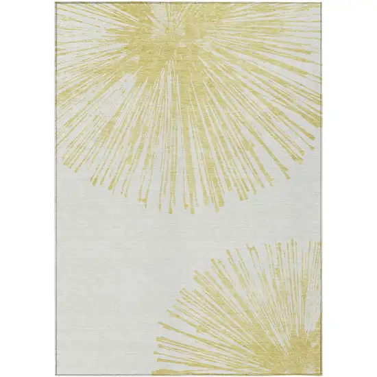 Beige And Ivory Abstract Washable Indoor Outdoor Area Rug Photo 1