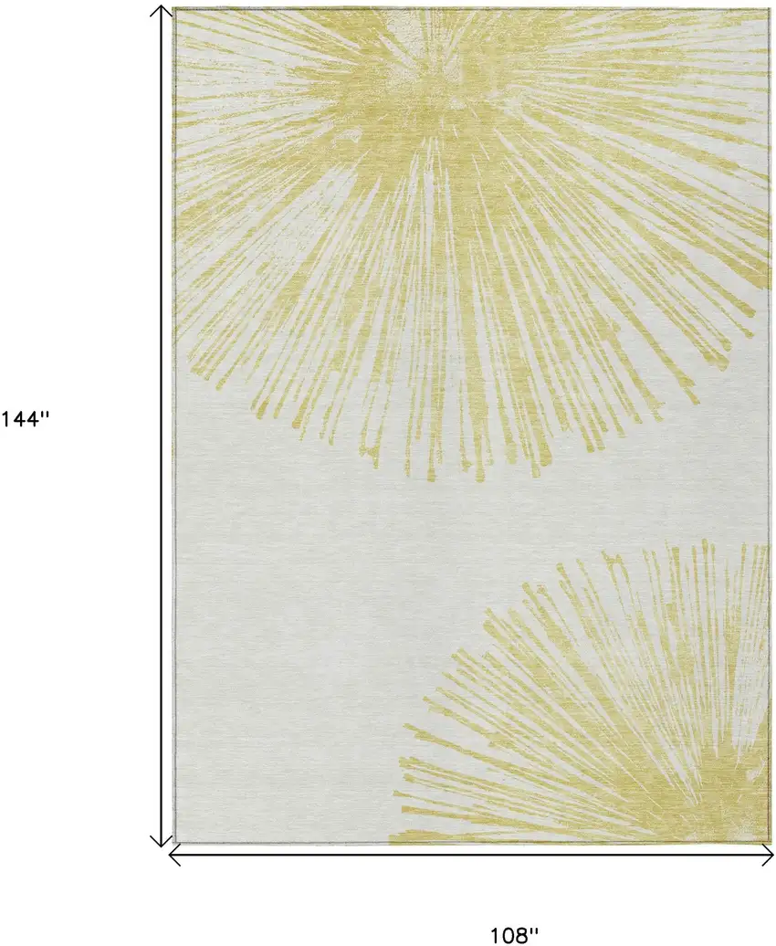 Beige And Ivory Abstract Washable Indoor Outdoor Area Rug Photo 9