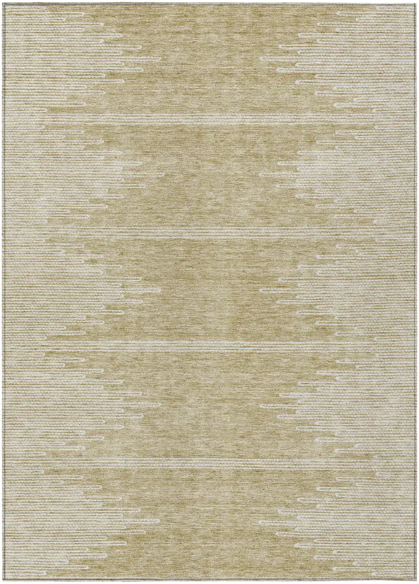 Beige And Ivory Abstract Washable Indoor Outdoor Area Rug Photo 2