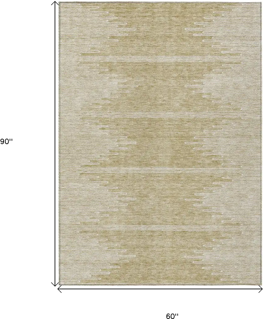 Beige And Ivory Abstract Washable Indoor Outdoor Area Rug Photo 3