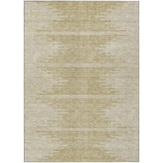 Beige And Ivory Abstract Washable Indoor Outdoor Area Rug Photo 2