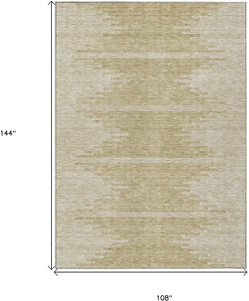 Beige And Ivory Abstract Washable Indoor Outdoor Area Rug Photo 3