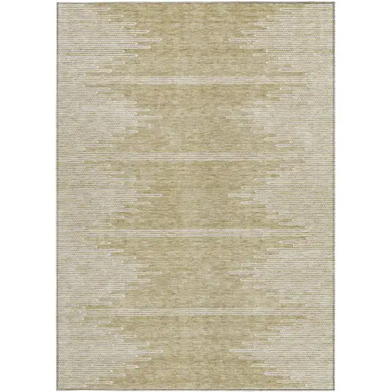 Beige And Ivory Abstract Washable Indoor Outdoor Area Rug Photo 7