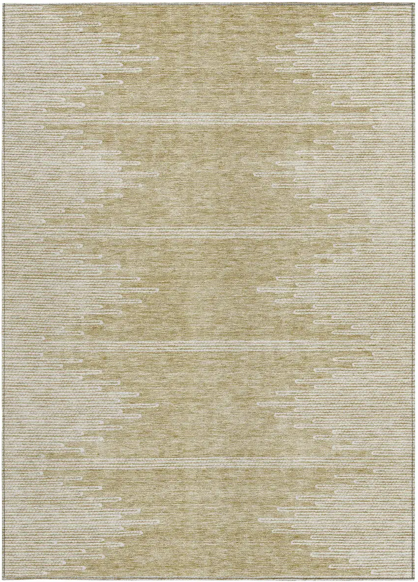 Beige And Ivory Abstract Washable Indoor Outdoor Area Rug Photo 7