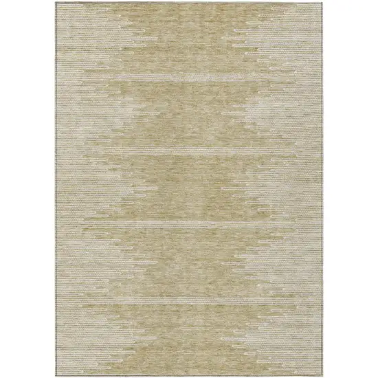 Beige And Ivory Abstract Washable Indoor Outdoor Area Rug Photo 2