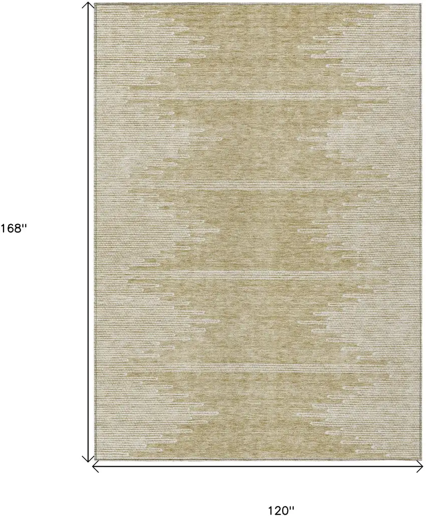 Beige And Ivory Abstract Washable Indoor Outdoor Area Rug Photo 3