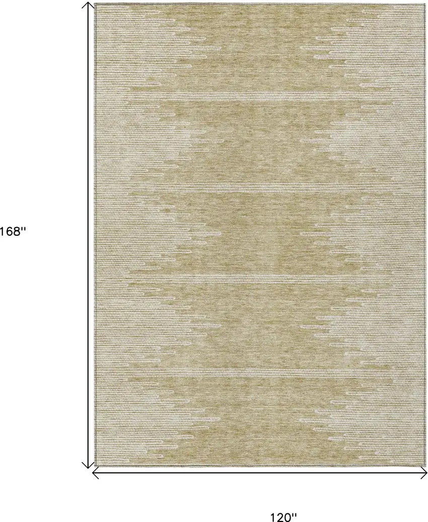 Beige And Ivory Abstract Washable Indoor Outdoor Area Rug Photo 3