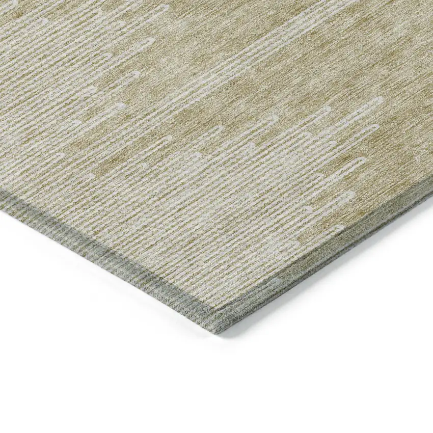 Beige And Ivory Abstract Washable Indoor Outdoor Area Rug Photo 5