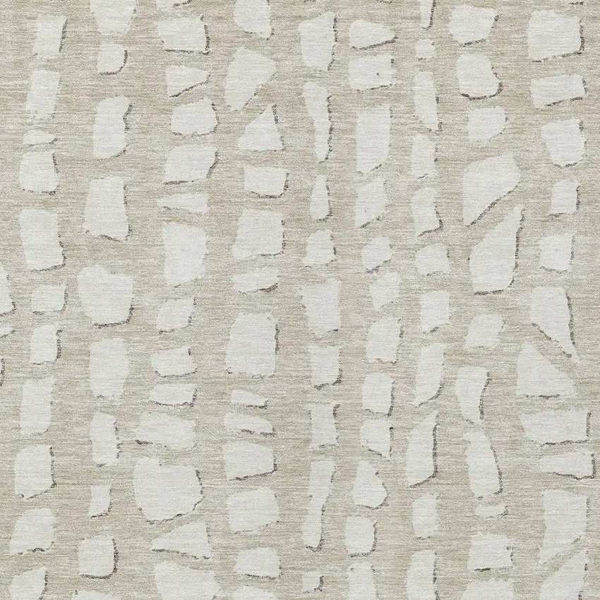 Beige And Ivory Abstract Washable Indoor Outdoor Area Rug Photo 4
