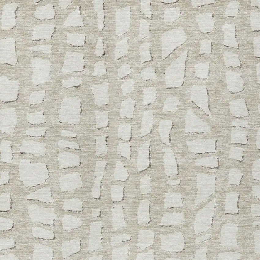 Beige And Ivory Abstract Washable Indoor Outdoor Area Rug Photo 4