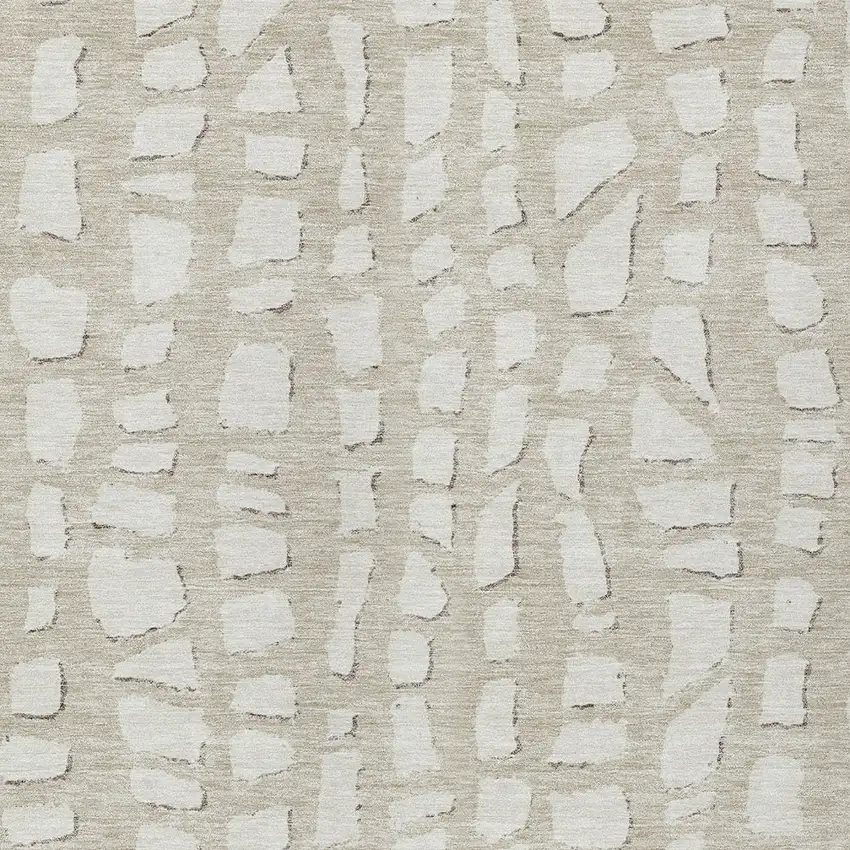 Beige And Ivory Abstract Washable Indoor Outdoor Area Rug Photo 4