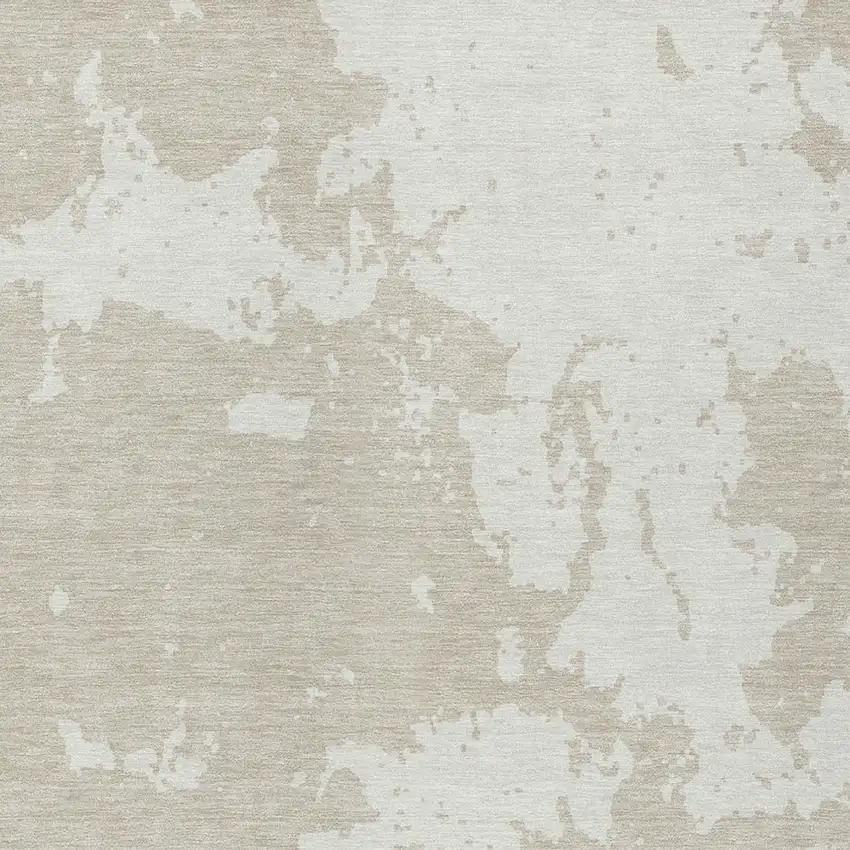 Beige And Ivory Abstract Washable Indoor Outdoor Area Rug Photo 6