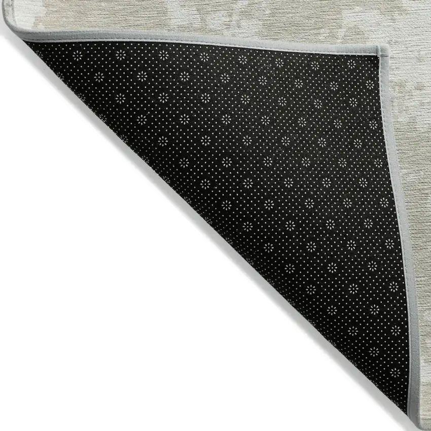 Beige And Ivory Abstract Washable Indoor Outdoor Area Rug Photo 4