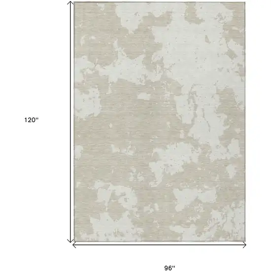 Beige And Ivory Abstract Washable Indoor Outdoor Area Rug Photo 3
