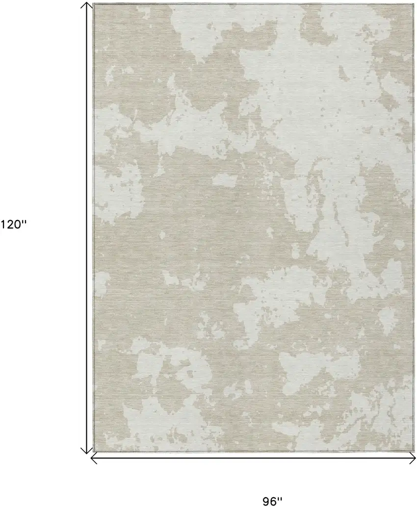 Beige And Ivory Abstract Washable Indoor Outdoor Area Rug Photo 3