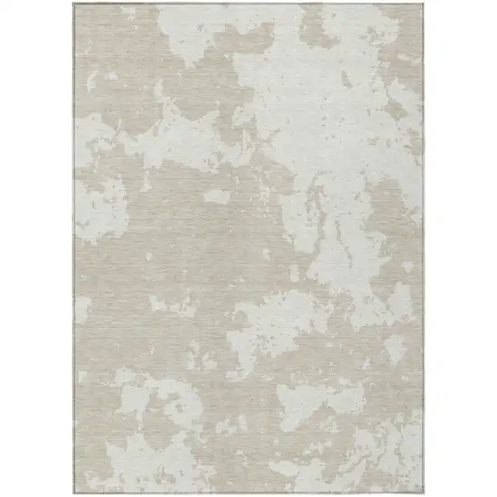 Beige And Ivory Abstract Washable Indoor Outdoor Area Rug Photo 2