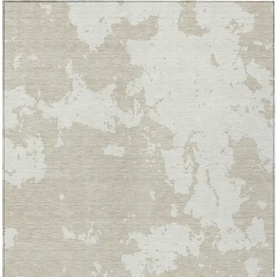 Beige And Ivory Abstract Washable Indoor Outdoor Area Rug Photo 7