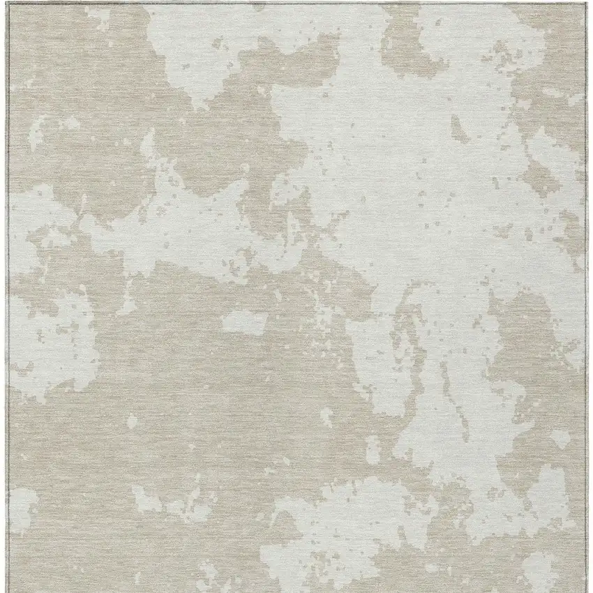 Beige And Ivory Abstract Washable Indoor Outdoor Area Rug Photo 7