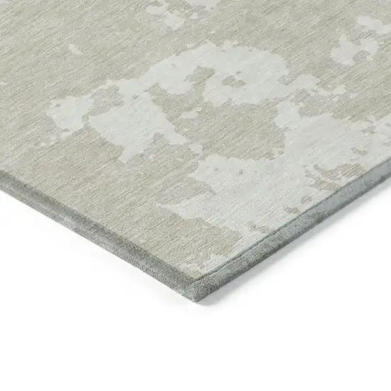 Beige And Ivory Abstract Washable Indoor Outdoor Area Rug Photo 5
