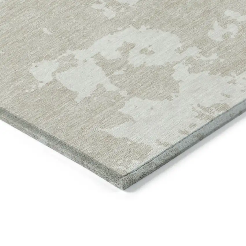 Beige And Ivory Abstract Washable Indoor Outdoor Area Rug Photo 5